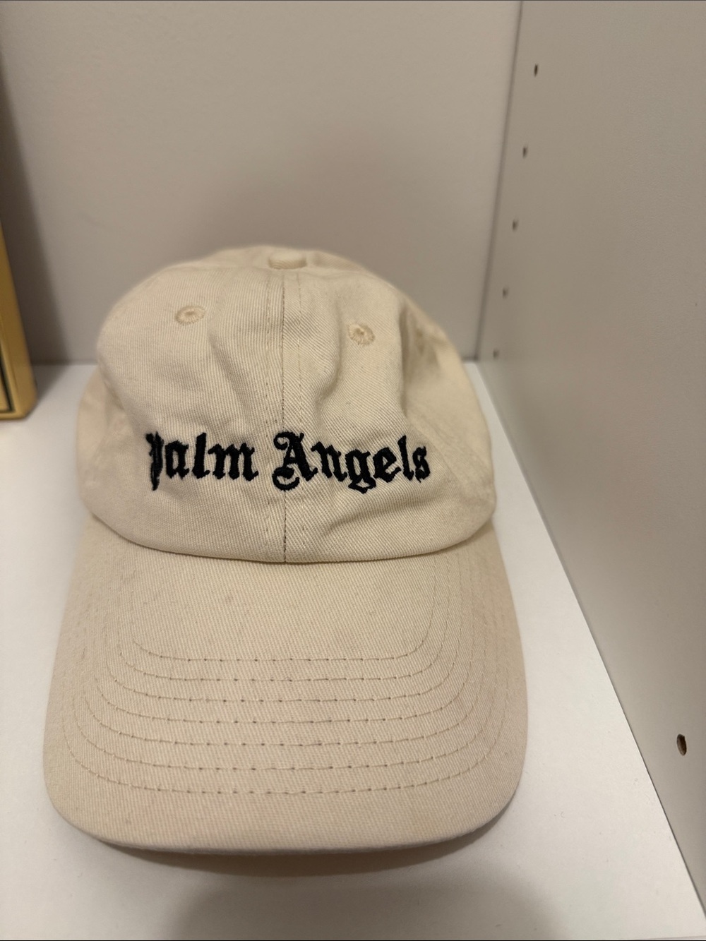 Palm Angels Cream Cap with Black Embroidered Logo